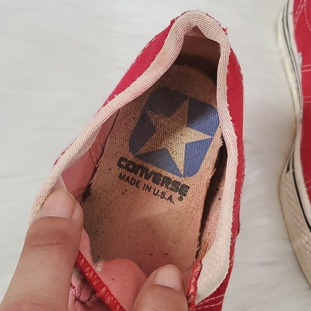 Vintage 1960s 1970s CONVERSE FASTBREAK Red Canvas Low Top Onestar Sneakers Sz 1 - Picture 17 of 17